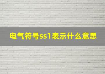 电气符号ss1表示什么意思