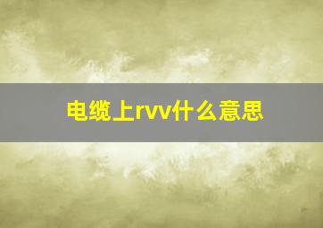 电缆上rvv什么意思