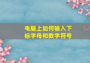 电脑上如何输入下标字母和数字符号