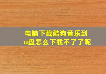 电脑下载酷狗音乐到u盘怎么下载不了了呢