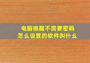 电脑唤醒不需要密码怎么设置的软件叫什么