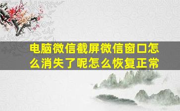 电脑微信截屏微信窗口怎么消失了呢怎么恢复正常