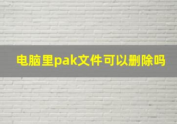 电脑里pak文件可以删除吗