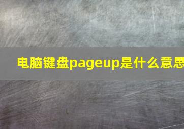 电脑键盘pageup是什么意思