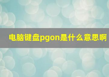 电脑键盘pgon是什么意思啊