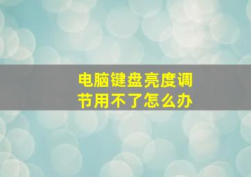 电脑键盘亮度调节用不了怎么办