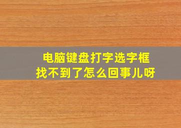 电脑键盘打字选字框找不到了怎么回事儿呀