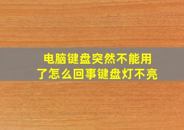 电脑键盘突然不能用了怎么回事键盘灯不亮