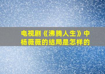 电视剧《沸腾人生》中杨薇薇的结局是怎样的