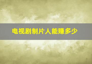 电视剧制片人能赚多少