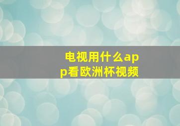 电视用什么app看欧洲杯视频