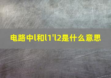 电路中l和l1'l2是什么意思