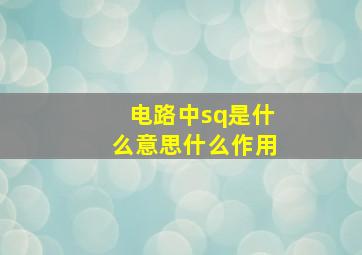 电路中sq是什么意思什么作用