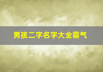 男孩二字名字大全霸气