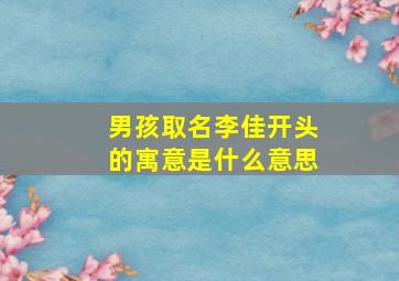 男孩取名李佳开头的寓意是什么意思