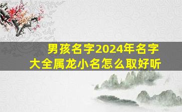 男孩名字2024年名字大全属龙小名怎么取好听