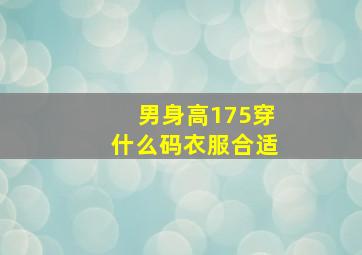 男身高175穿什么码衣服合适