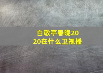 白敬亭春晚2020在什么卫视播