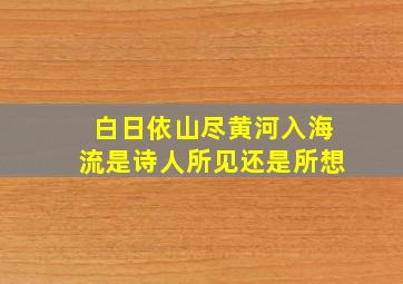 白日依山尽黄河入海流是诗人所见还是所想