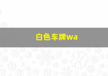 白色车牌wa