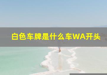 白色车牌是什么车WA开头