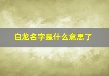 白龙名字是什么意思了