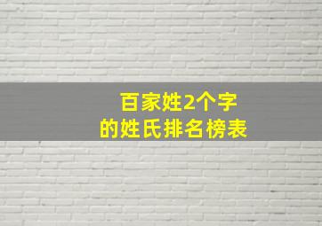 百家姓2个字的姓氏排名榜表