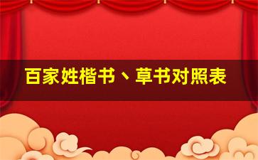 百家姓楷书丶草书对照表