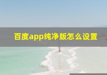 百度app纯净版怎么设置