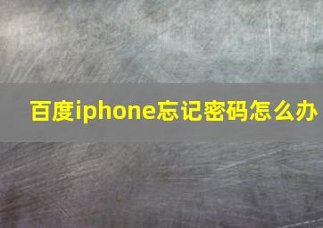 百度iphone忘记密码怎么办