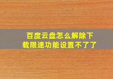 百度云盘怎么解除下载限速功能设置不了了