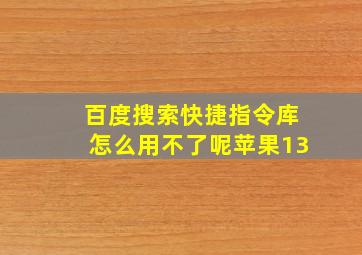 百度搜索快捷指令库怎么用不了呢苹果13