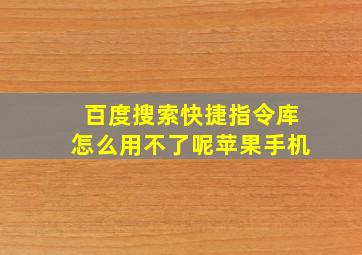 百度搜索快捷指令库怎么用不了呢苹果手机