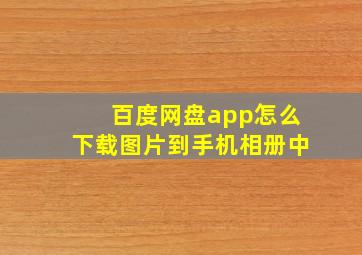 百度网盘app怎么下载图片到手机相册中