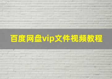 百度网盘vip文件视频教程