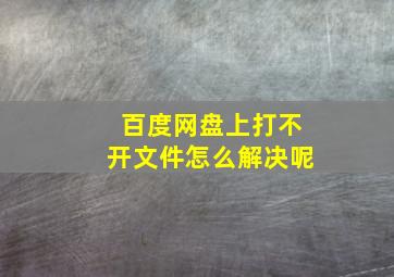 百度网盘上打不开文件怎么解决呢