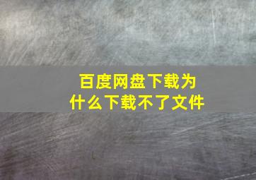 百度网盘下载为什么下载不了文件