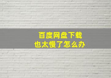 百度网盘下载也太慢了怎么办