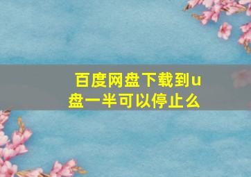 百度网盘下载到u盘一半可以停止么