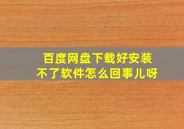 百度网盘下载好安装不了软件怎么回事儿呀