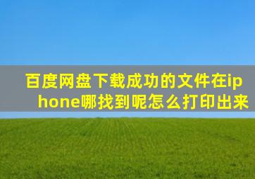 百度网盘下载成功的文件在iphone哪找到呢怎么打印出来