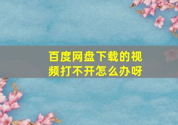 百度网盘下载的视频打不开怎么办呀