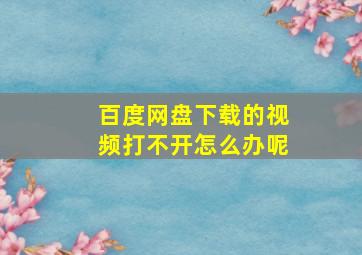 百度网盘下载的视频打不开怎么办呢