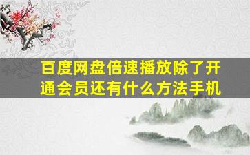 百度网盘倍速播放除了开通会员还有什么方法手机