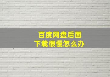 百度网盘后面下载很慢怎么办