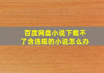 百度网盘小说下载不了含违规的小说怎么办