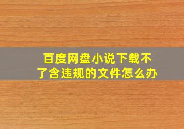 百度网盘小说下载不了含违规的文件怎么办