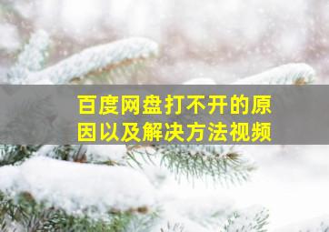 百度网盘打不开的原因以及解决方法视频