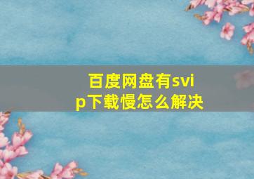 百度网盘有svip下载慢怎么解决