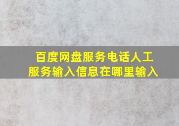 百度网盘服务电话人工服务输入信息在哪里输入